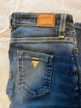Guess Blue Denim Jeans with Tan Leather Patch
